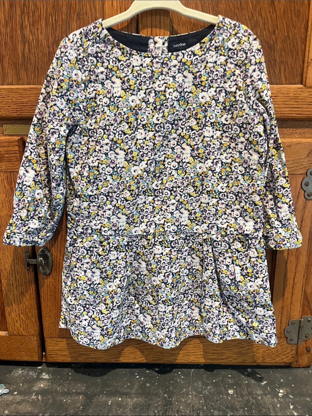GAP Navy Floral Long-Sleeve Girls' Dress with Yellow & White Accents